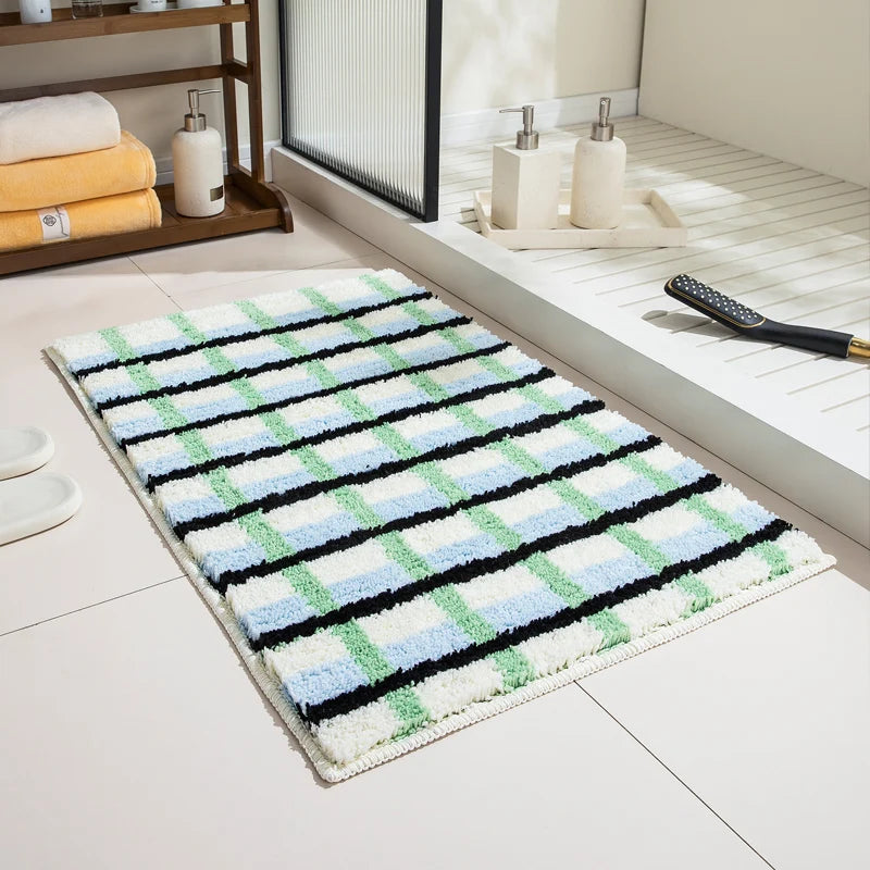 Bathroom Door Mat Absorbent Quick-Dry Foot Rug Non-Slip Toilet Bedroom Dopamine Imitation Cashmere Carpet Home Decor