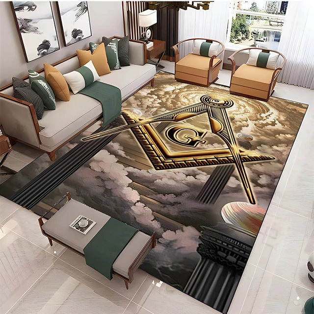Freemasonry Symbol Non-Slip Area Rug