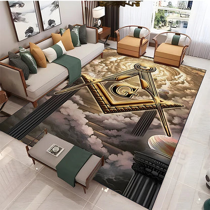 Freemasonry Symbol Non-Slip Area Rug