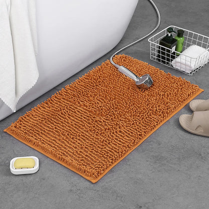 Non-Slip Shaggy Chenille Bathroom Rug Soft Thick Plush Mat Quick-Dry Durable PVC Backing Home Decor