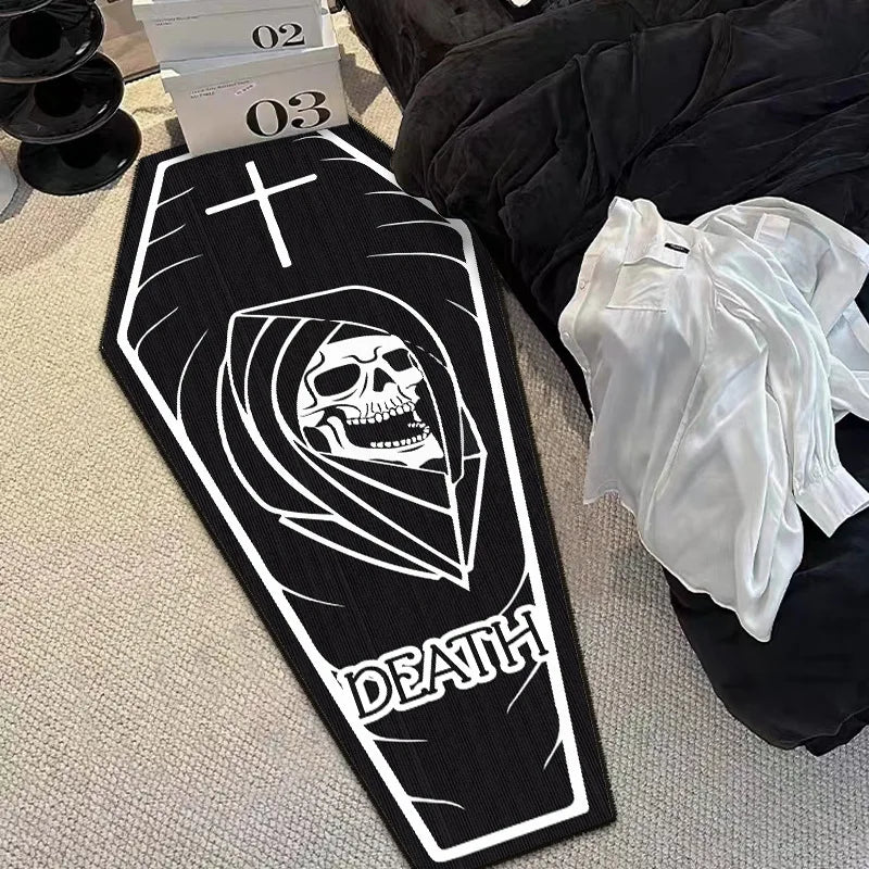 VIKAMA Halloween Gothic Skull Vampire Rug Bedroom Living Room Entrance Mat Home Decor