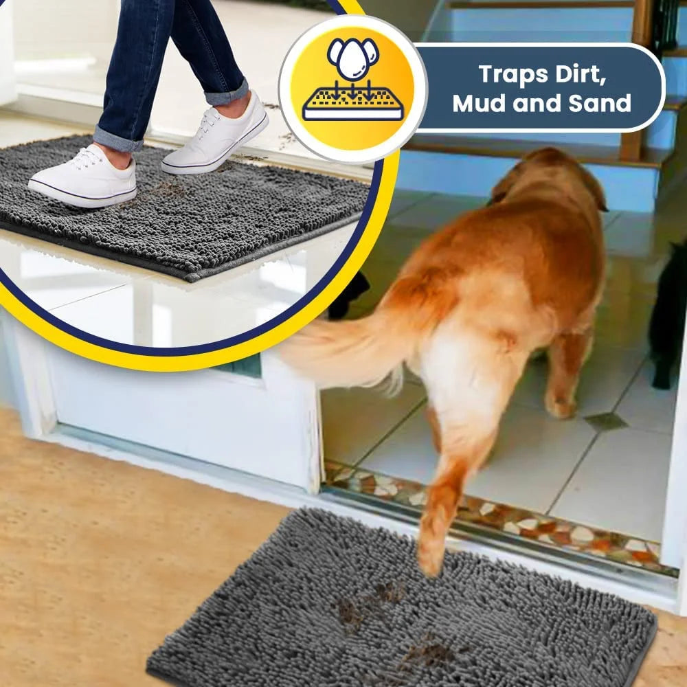 Super Plush Microfiber Anti-Skid Bathroom Carpet Absorbent Machine Washable Chenille Bath Mat Quick Drying Floor Mat