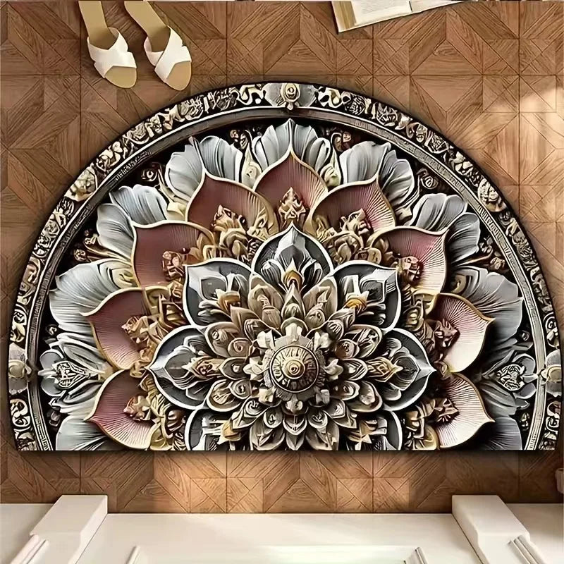 VIKAMA Floral Semi-Circle Door Mat