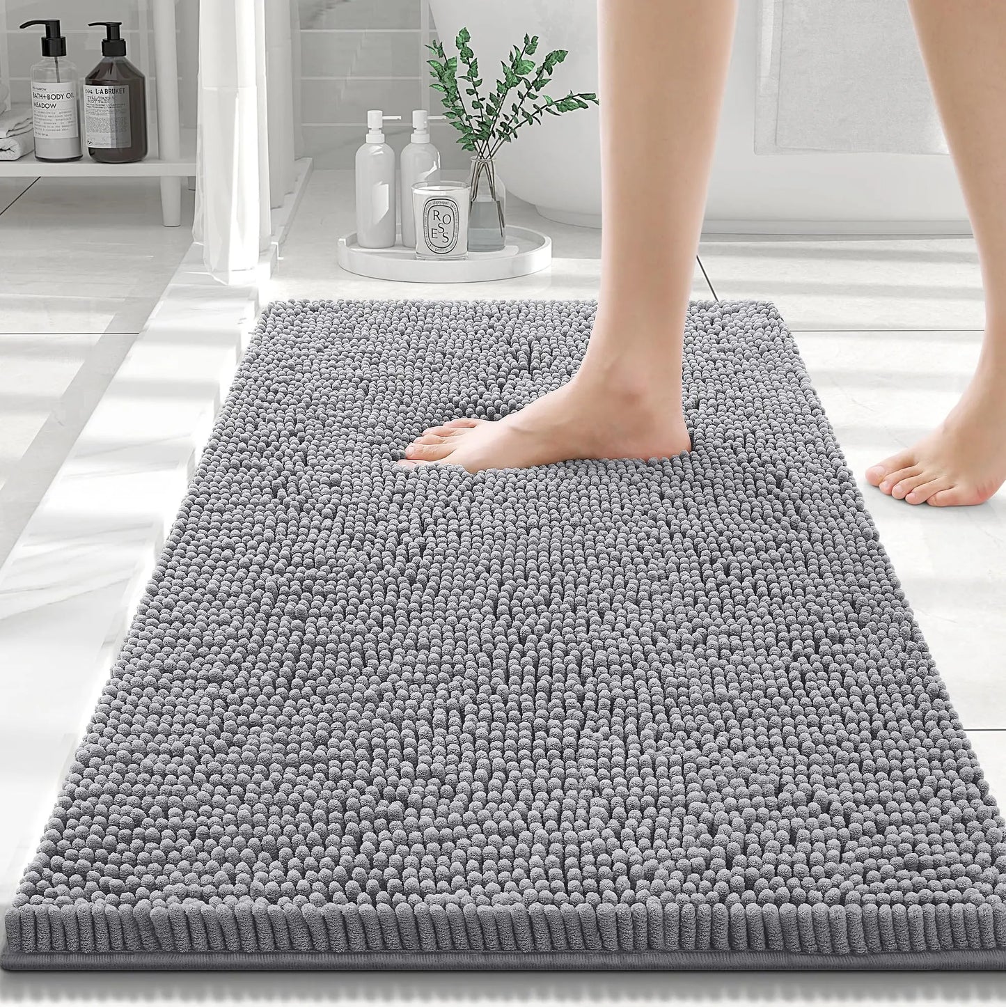 Olanly Chenille Non-Slip Absorbent Bath Mat