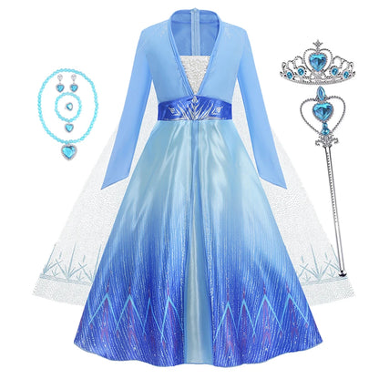 Disney Frozen Elsa Anna Princess Costume Dress For Girls
