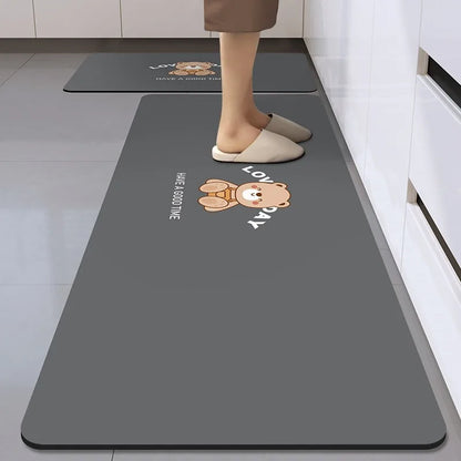 Long diatom mud oil-proof washable kitchen mat
