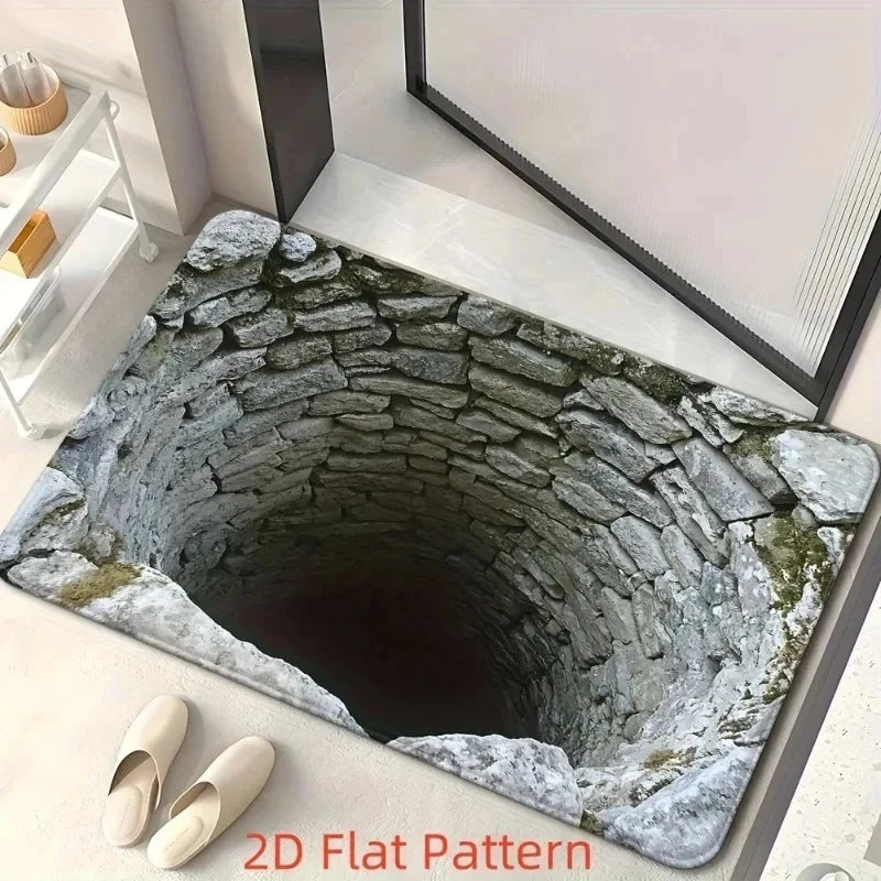 3D Optical Illusion Abyss Carpet Non-Slip Washable Door Mat Bathroom Bedroom Camping Yoga Floor Rug