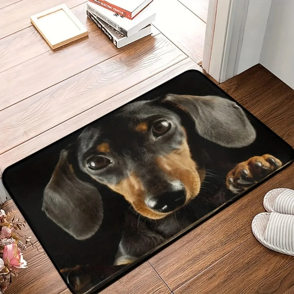 VIKAMA Dachshund Doormat Non-Slip Absorbent Entry Rug Cute Pet Home Decor