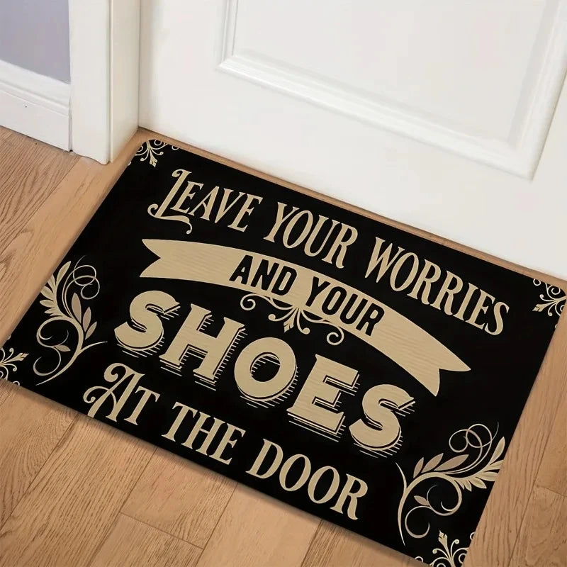 Please Take Off Your Shoes Welcome Carpet Non-Slip Living Room Bedroom Floor Rug Home Decor