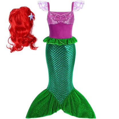Ariel Little Mermaid Princess Costume Dress For Girls