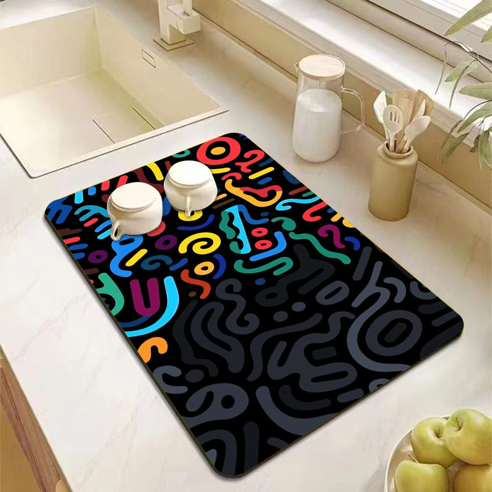 Non-slip absorbent kitchen drying mat