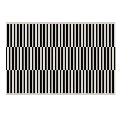 Classic Black & White Striped Plush Area Rug