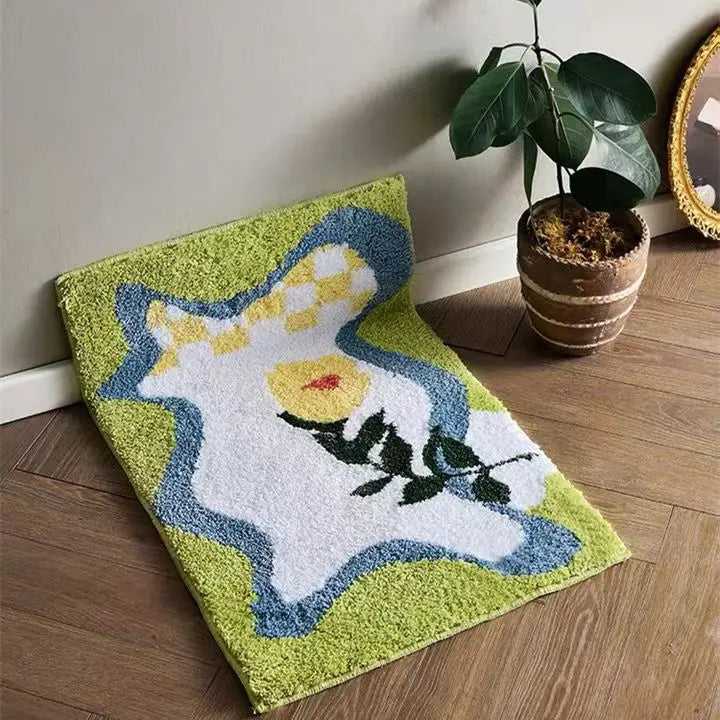 Bathroom Floor Mat Water-Absorbent Non-Slip Foot Mat Bedroom Entry Toilet Door Carpet