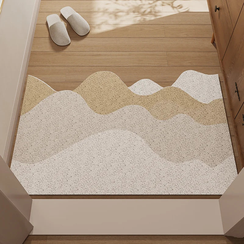 Irregular Silk Ring Entrance Door Mat Anti-Slip Dirt-Resistant Foyer Carpet