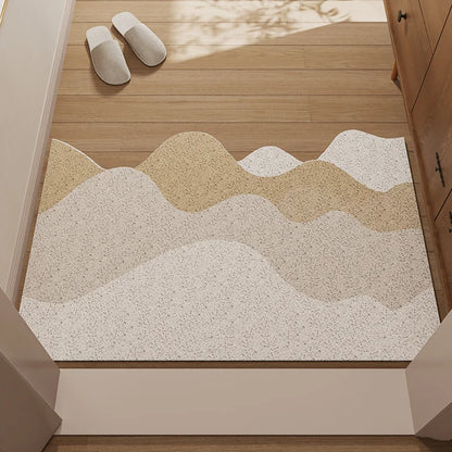 Irregular Silk Ring Entrance Door Mat Anti-Slip Dirt-Resistant Foyer Carpet
