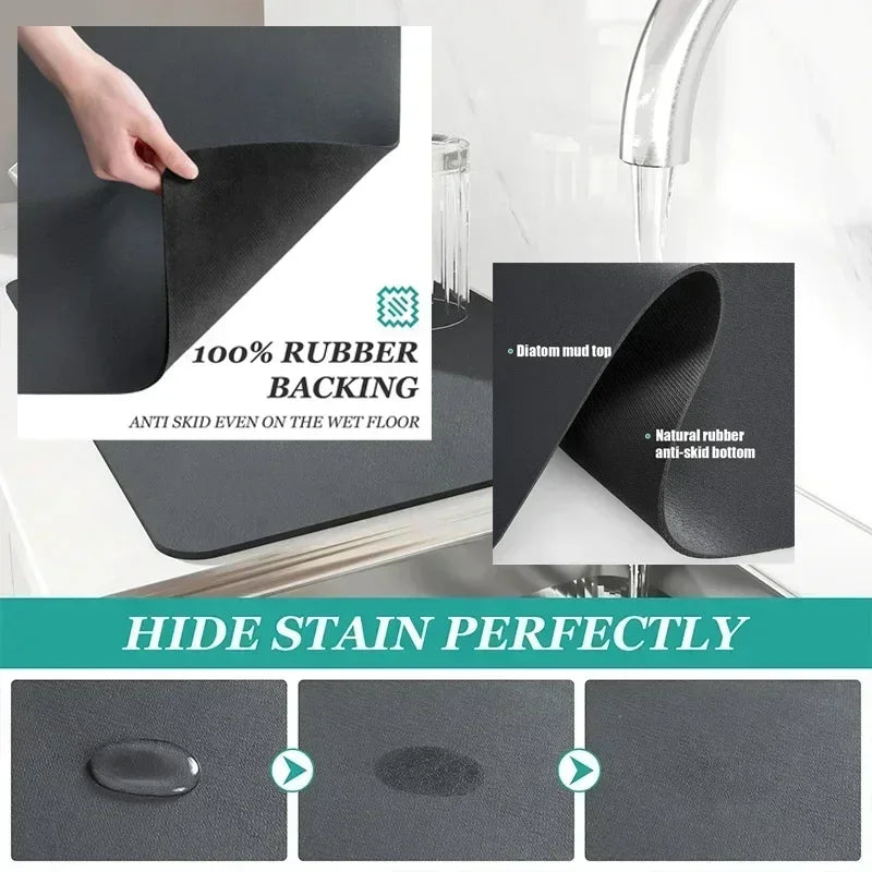 Marble Print Absorbent Kitchen Drying Mat