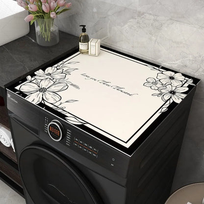 VIKAMA American Floral Anti-Slip Mat Washing Machine Silicone Pad Refrigerator Nightstand Floor Protector Home Decor