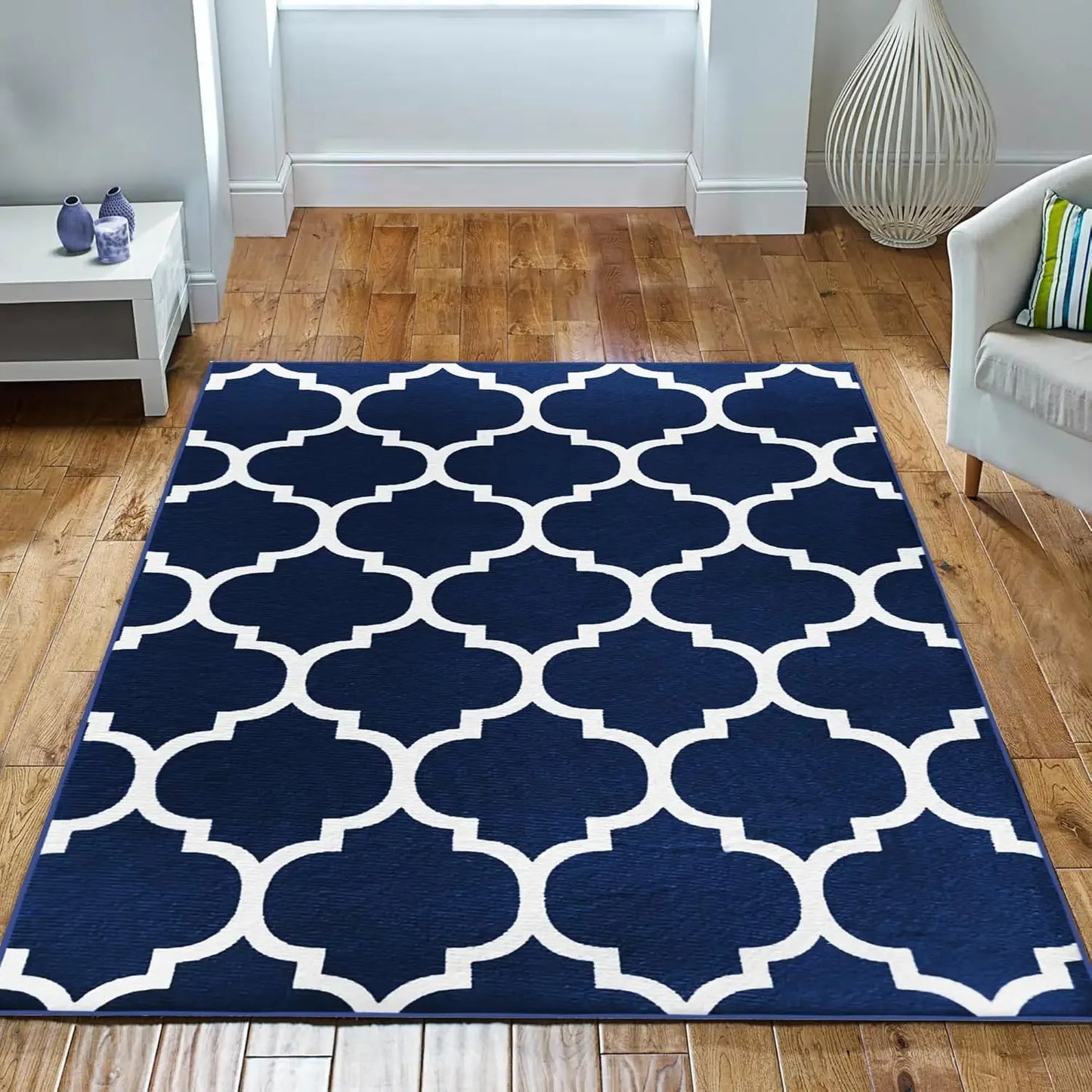 VIKAMA Geometric Style Non-Slip Living Room Area Rug