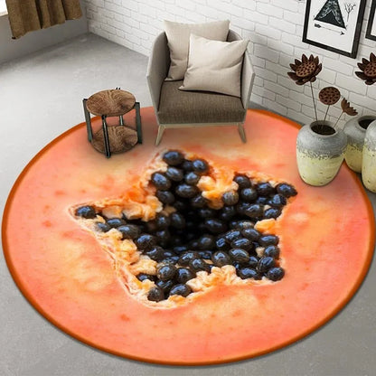 VIKAMA Round Fruit Pattern Area Rug
