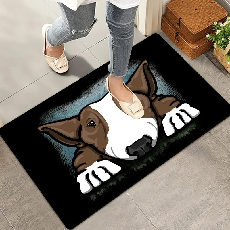 Bull Terrier “Where’s The Biscuits?” Flannel Non-Slip Area Rug