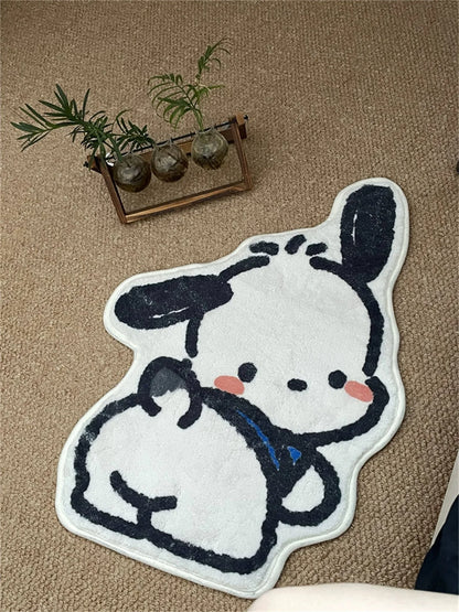VIKAMA Floral Faux Cashmere Carpet Soft Non-Slip Entrance Bedroom Bathroom Floor Mat