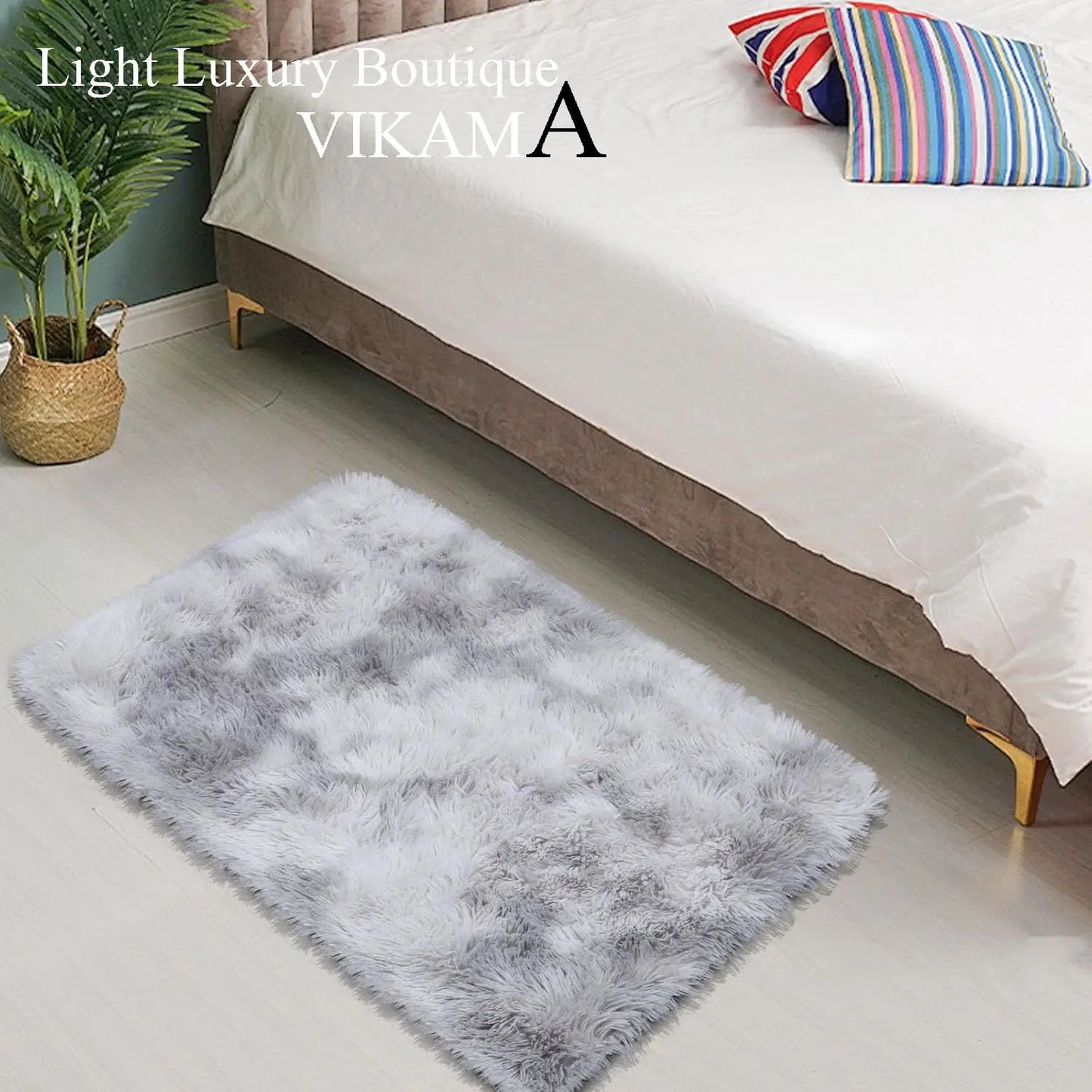 VIKAMA Tie-Dye Plush Non-Slip Kids Area Rug