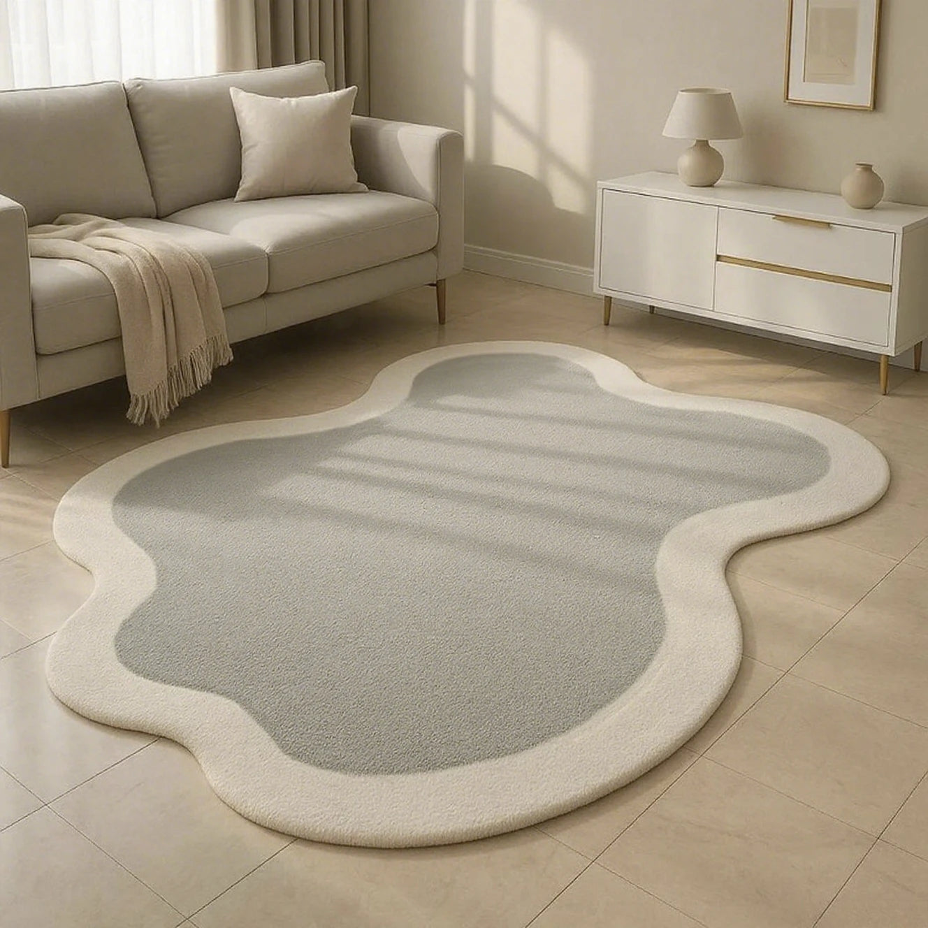 Nordic Irregular Shape Plush Washable Area Rug