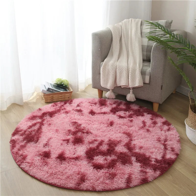 VIKAMA Pink Round Fluffy Princess Kids Area Rug