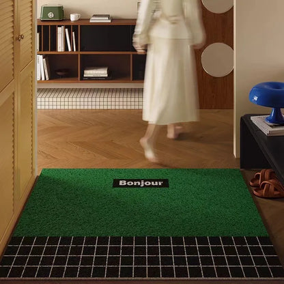 Retro Geometric Silk Ring Door Mat Non-Slip Dust-Resistant Entrance Floor Carpet