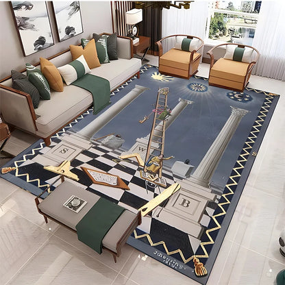 Freemasonry Symbol Non-Slip Area Rug