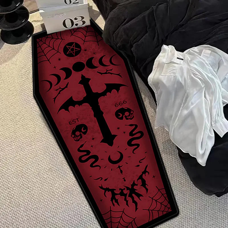 VIKAMA Halloween Gothic Skull Vampire Rug Bedroom Living Room Entrance Mat Home Decor