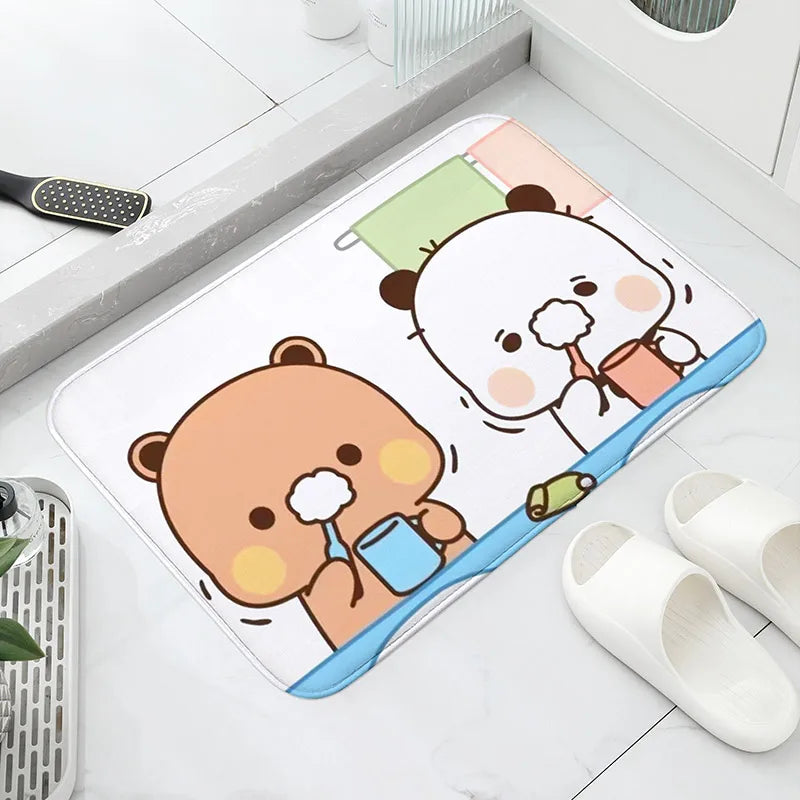 Bubu & Dudu Cartoon Welcome Mat Cute Non-Slip Entrance Rug Balcony Bathroom Bedroom Floor Carpet Home Decor