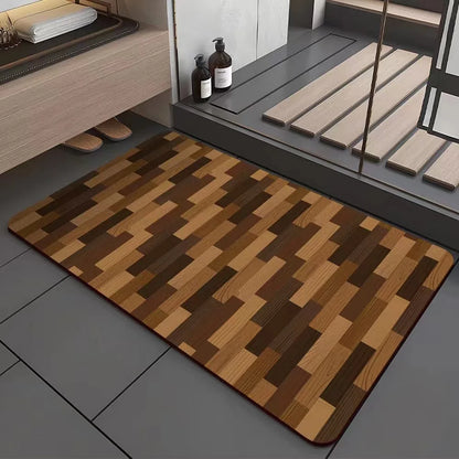 Wood Grain Door Mat Template Pattern Non-Slip Carpet Living Room Bathroom Bedroom Entrance Home Decor