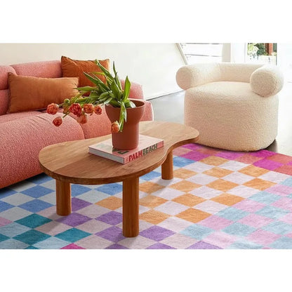 Multicolored Checkerboard Retro Geometric Area Rug