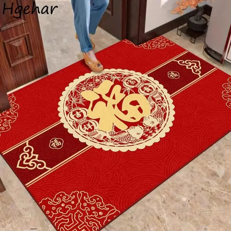 Chinese New Year Carpet Auspicious Words Entrance Floor Mat New Year Decor Home Gift Rug