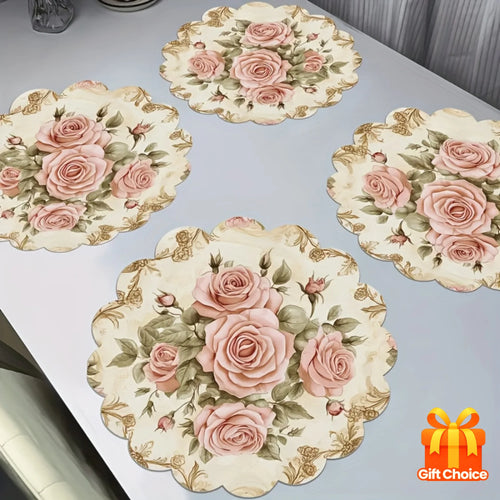 VIKAMA Vintage Pink Rose Placemat Set
