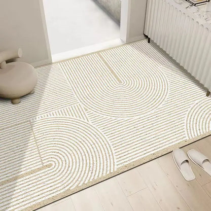Cream silk ring cuttable entrance door mat
