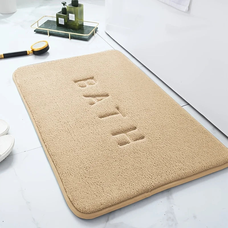 Solid Color Flannel Non-Slip Bathroom Mat