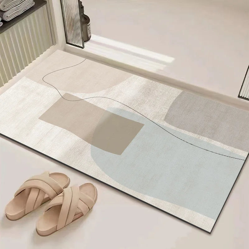 Minimalist Bathroom Floor Mat Diatomaceous Earth Absorbent Non-Slip Quick-Dry Shower Door Rug Home Decor