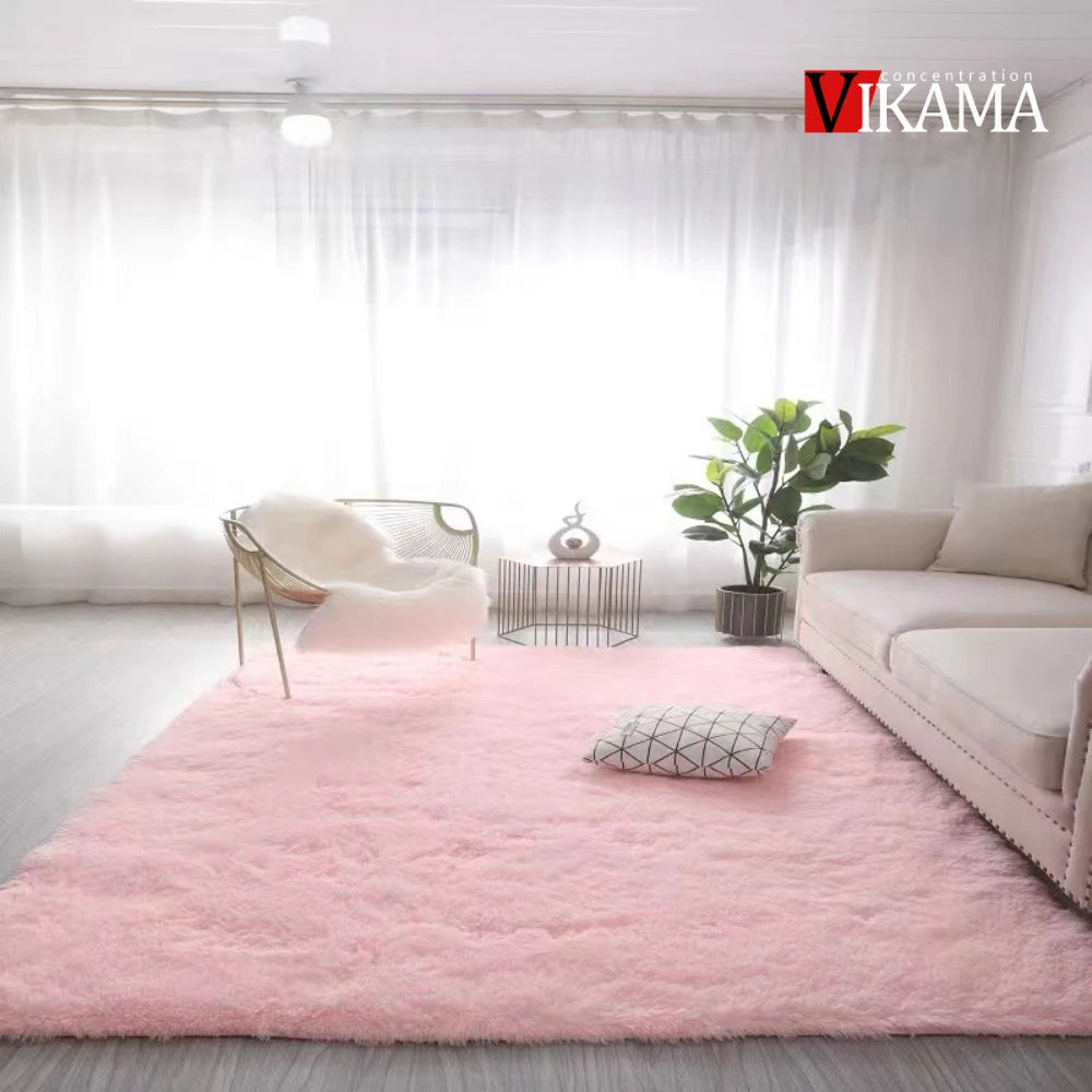 Large fluffy plush living room carpet