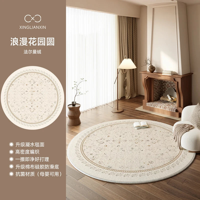 Medieval Style Round Light Luxury Washable Area Rug