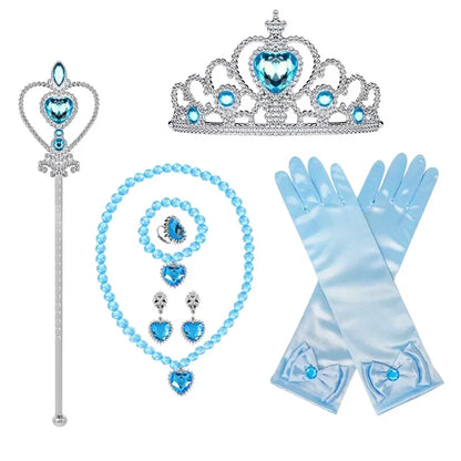 Disney Frozen Elsa Anna Mesh Ball Gown Costume Dress For Girls