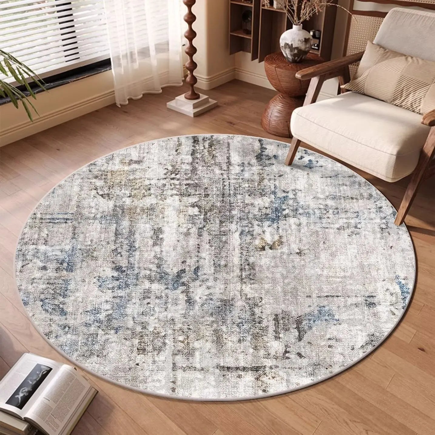 Modern Abstract Round Soft Washable Area Rug