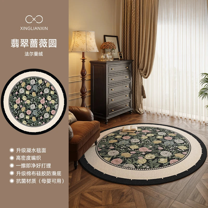 Medieval Style Round Light Luxury Washable Area Rug