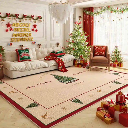 VIKAMA Christmas Tree Carpet Large Area Living Room Bedroom Floor Mat Festive Home Decoration