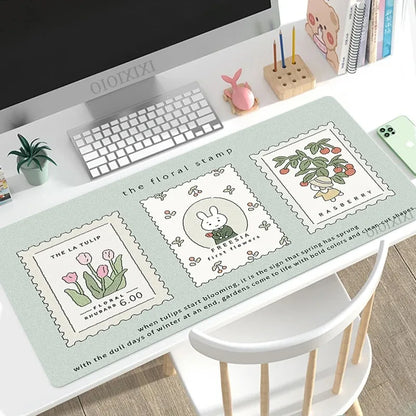 Cute Rabbit Green Large Gaming Mouse Pad