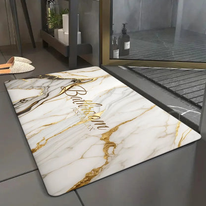 VIKAMA Marble Bath Mat Non-Slip Bathroom Kitchen Door Rug Home Decor
