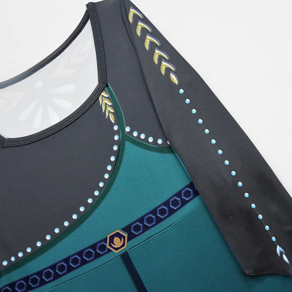 Disney Frozen Anna Dark Green Cloak Costume Dress For Girls