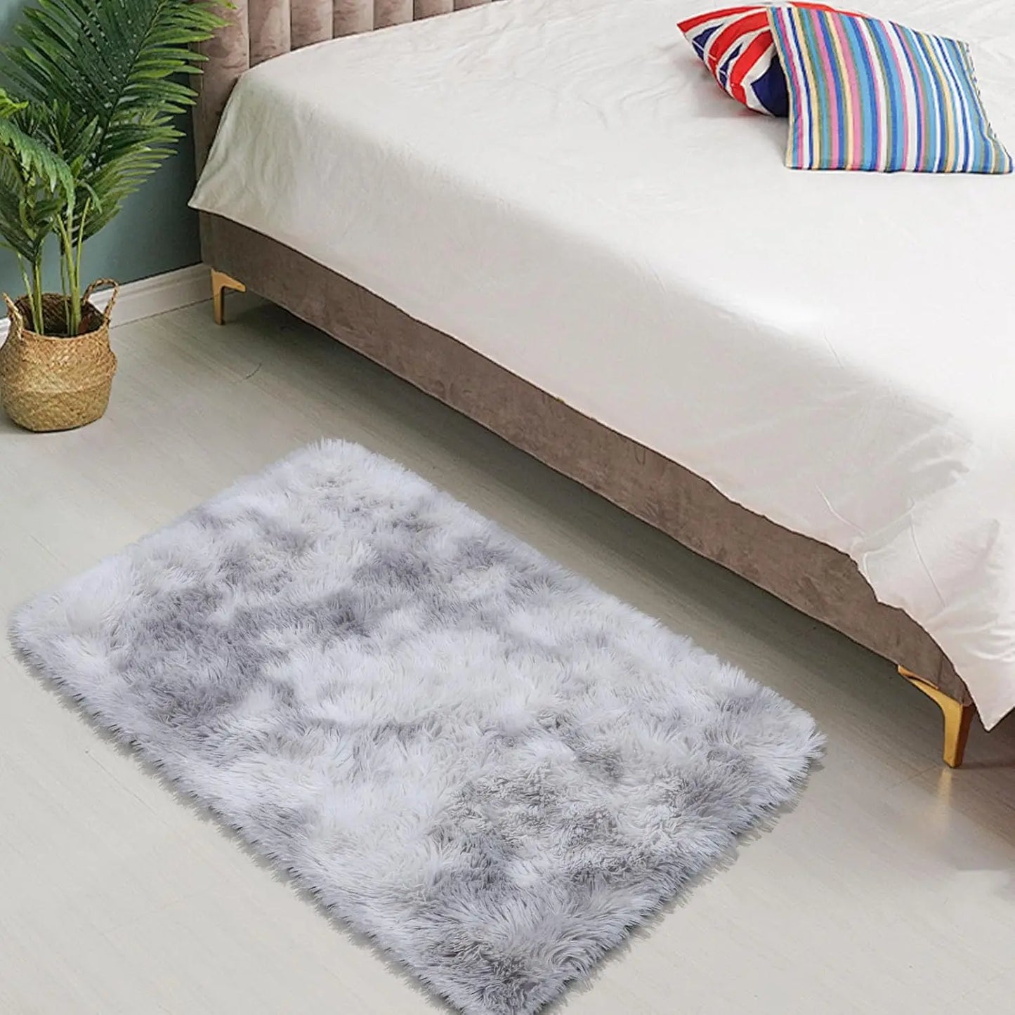 VIKAMA Silk Wool Soft Rug Bedroom Living Room Baby Room Washable Floor Mat Home Decor