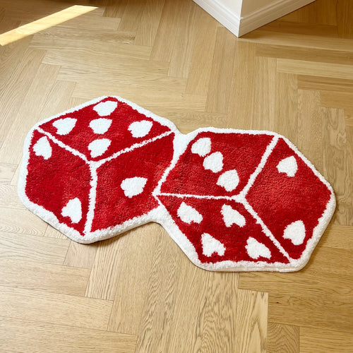 Red Dice Tufted Non-Slip Rug